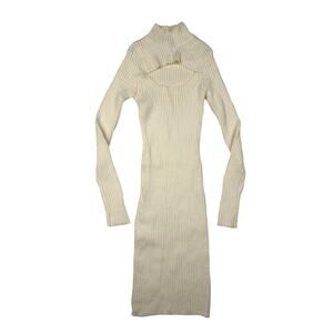 Windsor - Bliss Cut Out Rib Sweater Dress in Cream